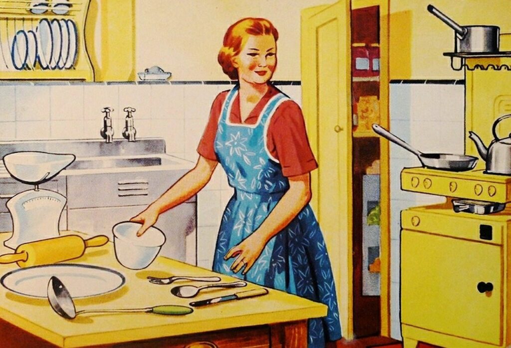 Eine Hausfrau hält Ordnung